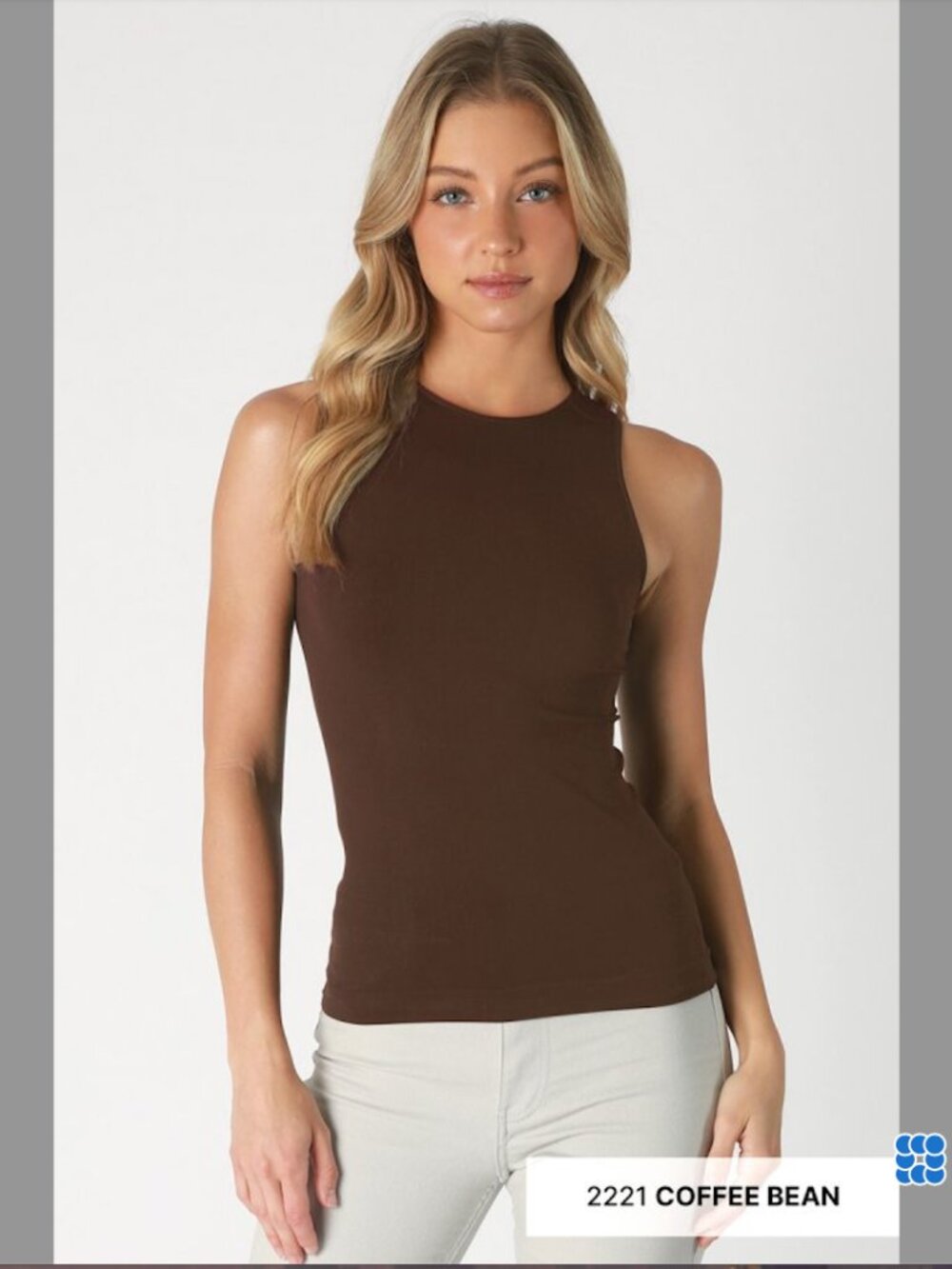 New Coffee Bean Brown Sleeveless High Neck Tank Top by Nikibiki